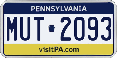 PA license plate MUT2093