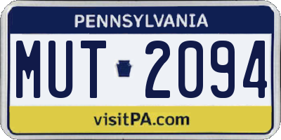 PA license plate MUT2094