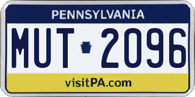 PA license plate MUT2096