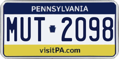 PA license plate MUT2098