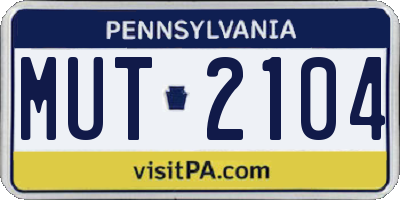 PA license plate MUT2104