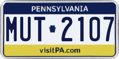 PA license plate MUT2107