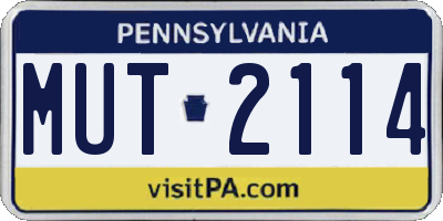 PA license plate MUT2114