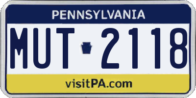 PA license plate MUT2118