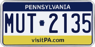 PA license plate MUT2135