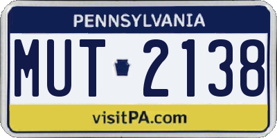 PA license plate MUT2138