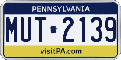PA license plate MUT2139