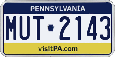 PA license plate MUT2143