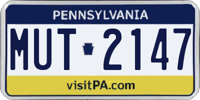 PA license plate MUT2147