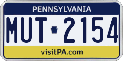 PA license plate MUT2154
