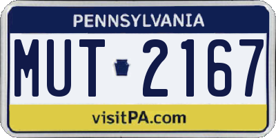 PA license plate MUT2167