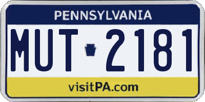 PA license plate MUT2181