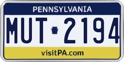 PA license plate MUT2194