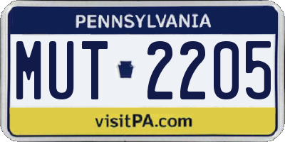 PA license plate MUT2205