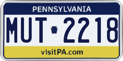PA license plate MUT2218