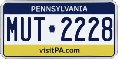 PA license plate MUT2228