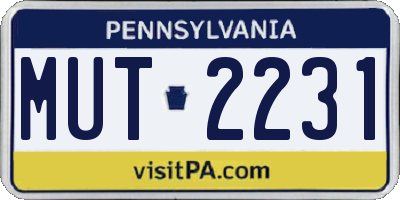 PA license plate MUT2231