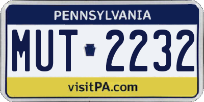 PA license plate MUT2232