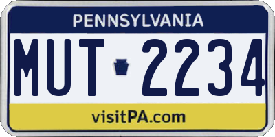 PA license plate MUT2234