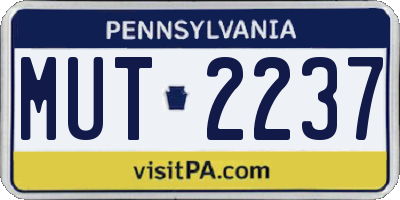 PA license plate MUT2237