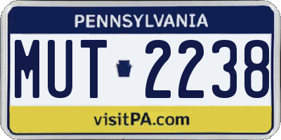 PA license plate MUT2238