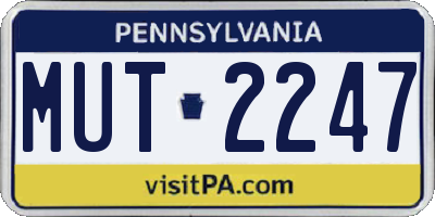 PA license plate MUT2247