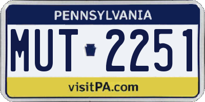PA license plate MUT2251