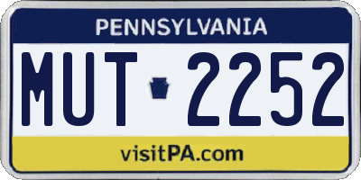 PA license plate MUT2252