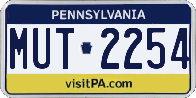 PA license plate MUT2254
