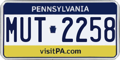 PA license plate MUT2258