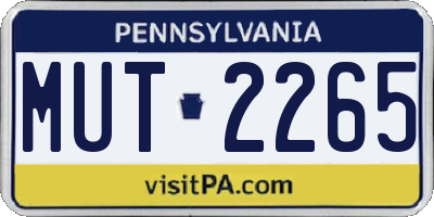 PA license plate MUT2265