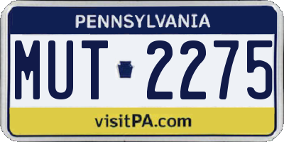 PA license plate MUT2275