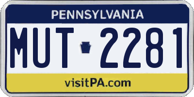 PA license plate MUT2281