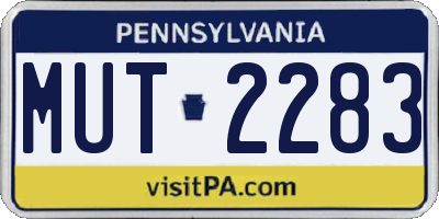 PA license plate MUT2283