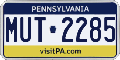 PA license plate MUT2285