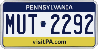 PA license plate MUT2292