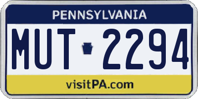 PA license plate MUT2294