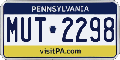 PA license plate MUT2298