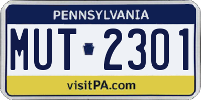 PA license plate MUT2301