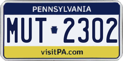 PA license plate MUT2302