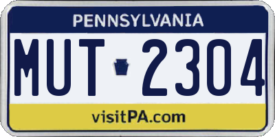 PA license plate MUT2304