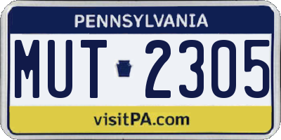 PA license plate MUT2305