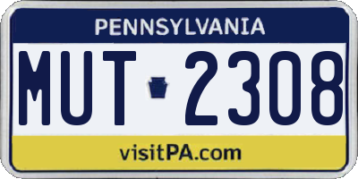 PA license plate MUT2308