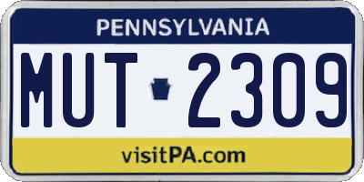 PA license plate MUT2309