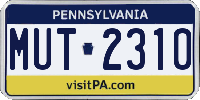 PA license plate MUT2310