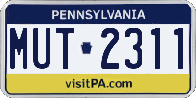 PA license plate MUT2311