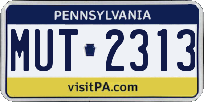 PA license plate MUT2313