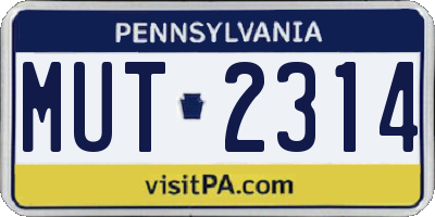 PA license plate MUT2314