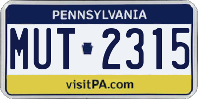 PA license plate MUT2315