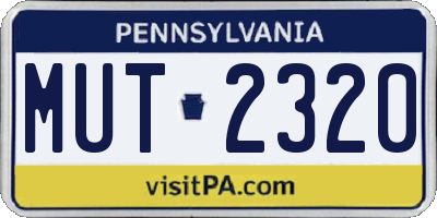 PA license plate MUT2320